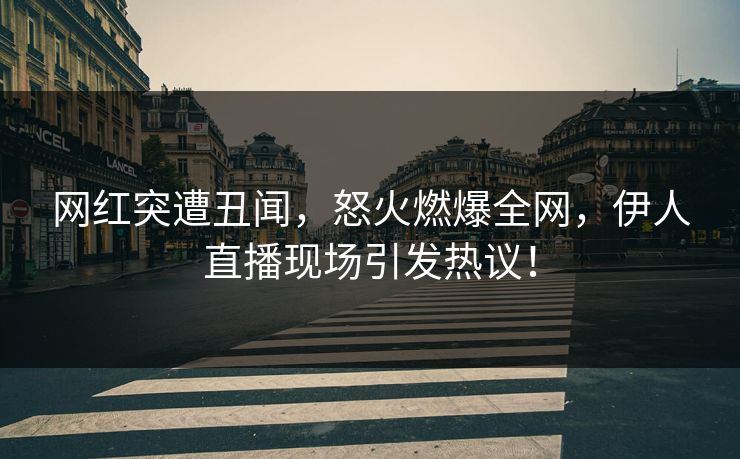 网红突遭丑闻，怒火燃爆全网，伊人直播现场引发热议！