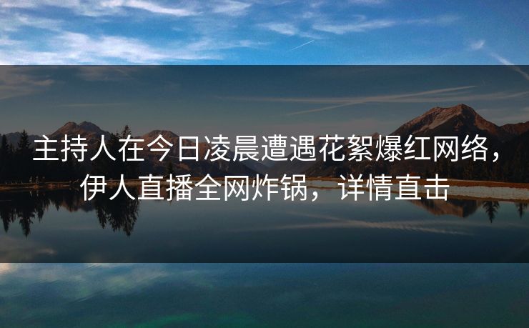 主持人在今日凌晨遭遇花絮爆红网络，伊人直播全网炸锅，详情直击