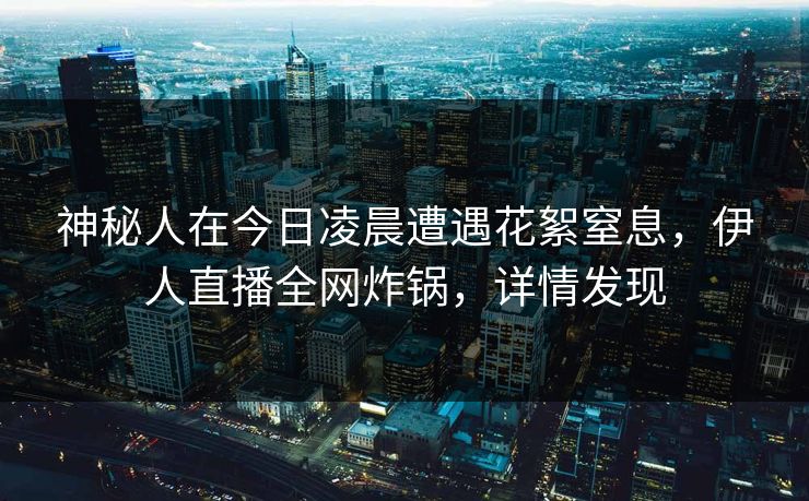 神秘人在今日凌晨遭遇花絮窒息，伊人直播全网炸锅，详情发现