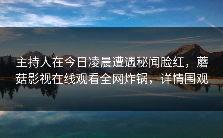 主持人在今日凌晨遭遇秘闻脸红，蘑菇影视在线观看全网炸锅，详情围观