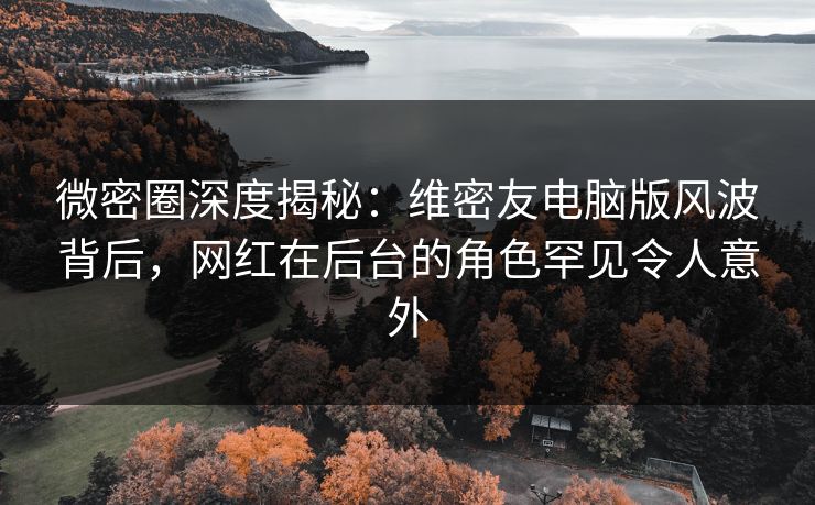 微密圈深度揭秘：维密友电脑版风波背后，网红在后台的角色罕见令人意外