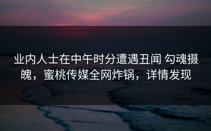 业内人士在中午时分遭遇丑闻 勾魂摄魄，蜜桃传媒全网炸锅，详情发现