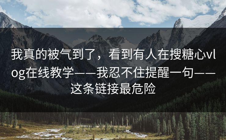 我真的被气到了,看到有人在搜糖心vlog在线教学——我忍不住提醒一句——这条链接最危险